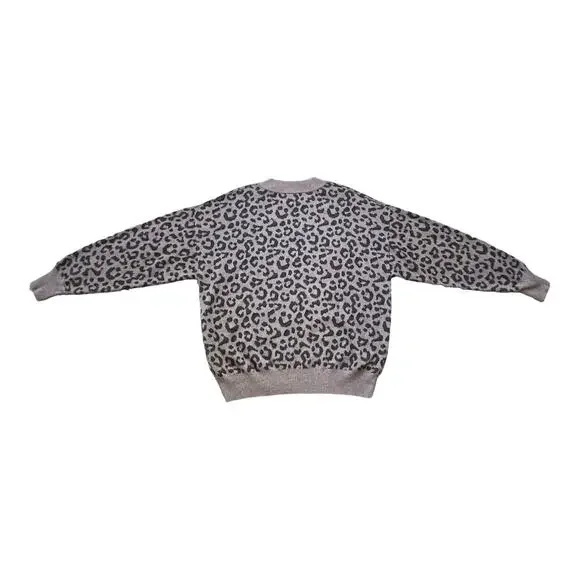 Varley Leopard Print Cozy Soft Gray Sweater S/M - Picture 2 of 3